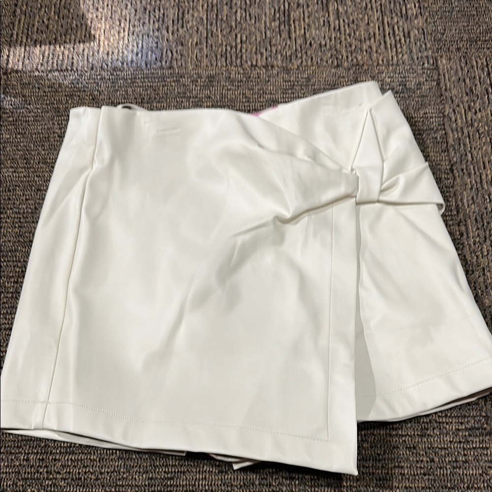 Women's White Faux Leather Shorts